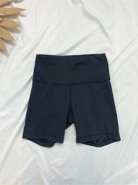 Lululemon Athletica Wunder Train Black High Rise 6” Biker Workout Shorts Size 6